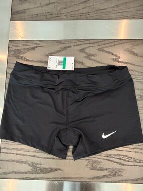 Nike Black Compression Dri-Fit Shorts with White Swoosh